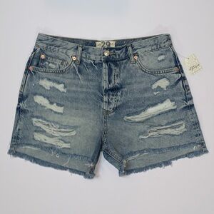 Free People Women’s Maggie Distressed Mid-Rise Denim Jean Shorts-Size 29 New